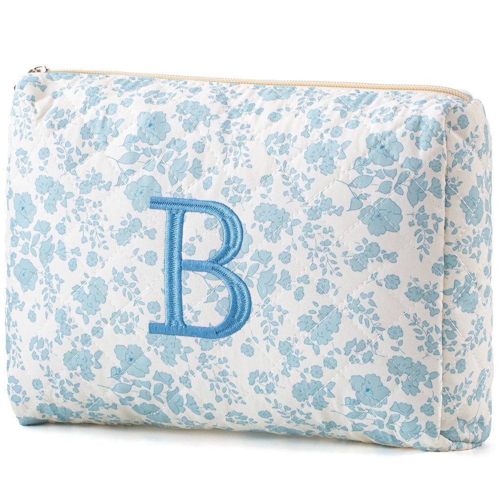 Initial Makeup Bag, Quilted Makeup Bag, Cotton Large Travel Makeup Bag, Cute🌟